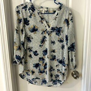Maurice’s multi colored blouse; cream, blue, black